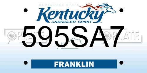 595SA7 Kentucky License Plate