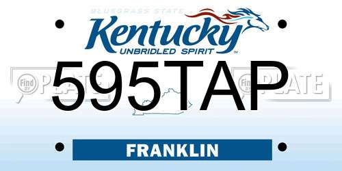 595TAP Kentucky License Plate