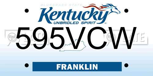 595VCW Kentucky License Plate