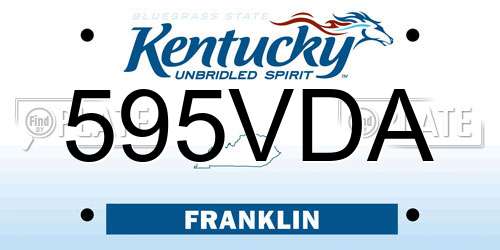 595VDA Kentucky License Plate