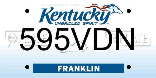 595VDN Kentucky License Plate