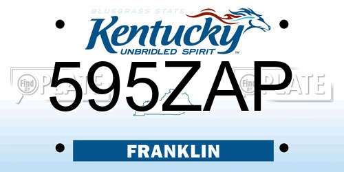 595ZAP Kentucky License Plate