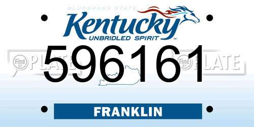 596161 Kentucky License Plate
