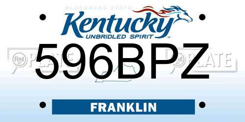 596BPZ Kentucky License Plate