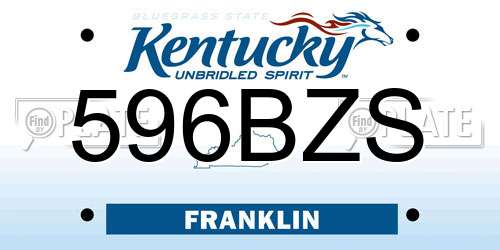 596BZS Kentucky License Plate