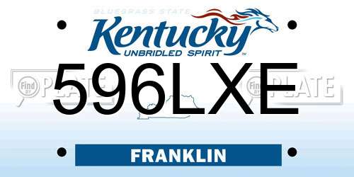 596LXE Kentucky License Plate