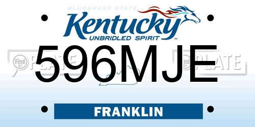 596MJE Kentucky License Plate