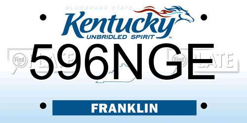 596NGE Kentucky License Plate