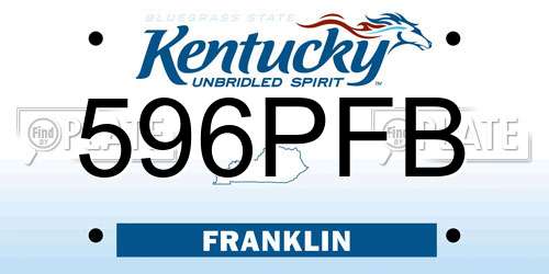 596PFB Kentucky License Plate