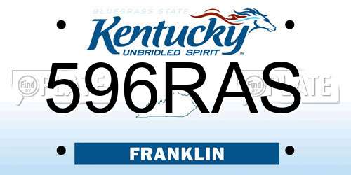 596RAS Kentucky License Plate