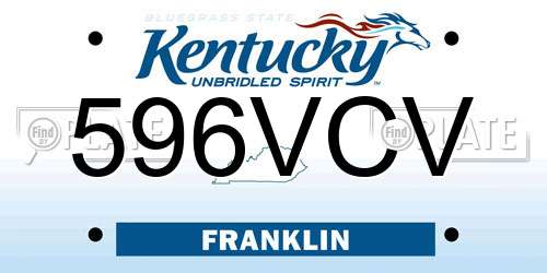 596VCV Kentucky License Plate