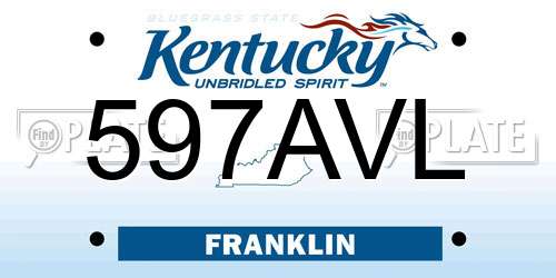 597AVL Kentucky License Plate