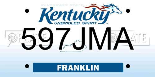 597JMA Kentucky License Plate