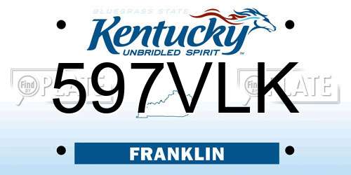 597VLK Kentucky License Plate