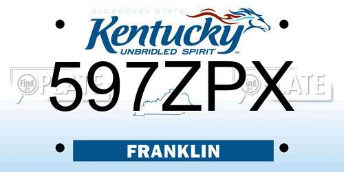 597ZPX Kentucky License Plate