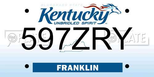 597ZRY Kentucky License Plate