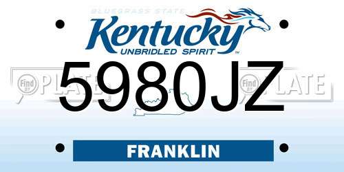5980JZ Kentucky License Plate