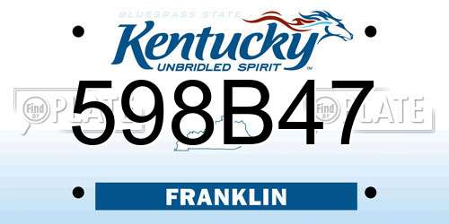 598B47 Kentucky License Plate