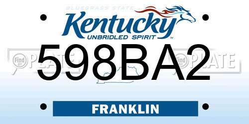 598BA2 Kentucky License Plate