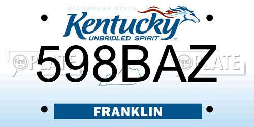 598BAZ Kentucky License Plate