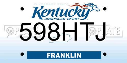 598HTJ Kentucky License Plate