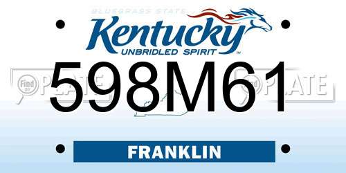 598M61 Kentucky License Plate
