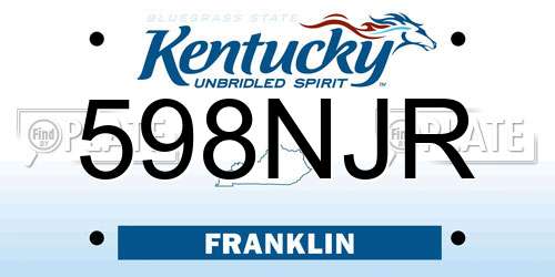 598NJR Kentucky License Plate