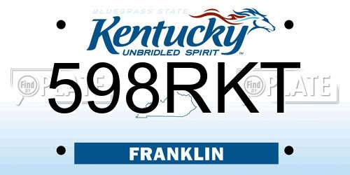 598RKT Kentucky License Plate