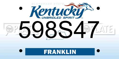 598S47 Kentucky License Plate