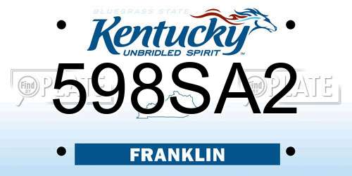 598SA2 Kentucky License Plate