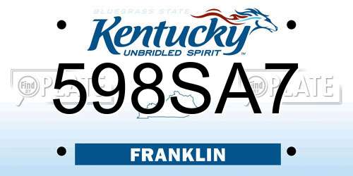 598SA7 Kentucky License Plate
