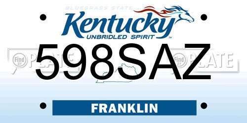 598SAZ Kentucky License Plate