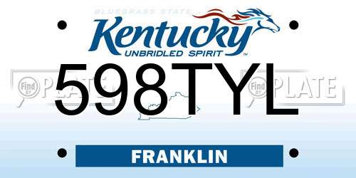 598TYL Kentucky License Plate