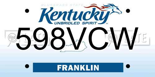 598VCW Kentucky License Plate