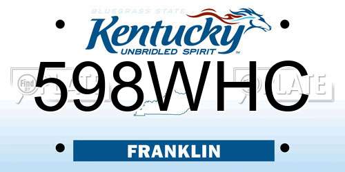 598WHC Kentucky License Plate