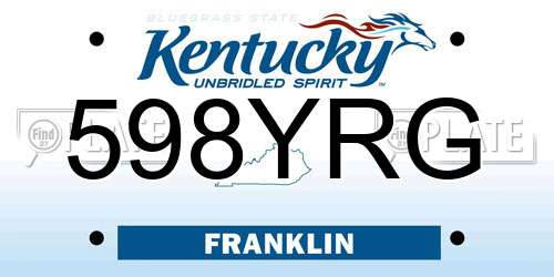 598YRG Kentucky License Plate