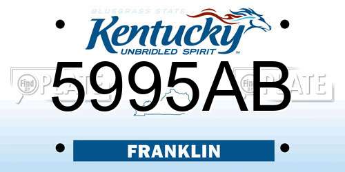 5995AB Kentucky License Plate