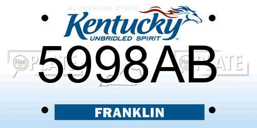 5998AB Kentucky License Plate