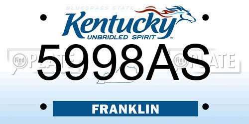 5998AS Kentucky License Plate