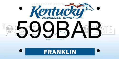 599BAB Kentucky License Plate