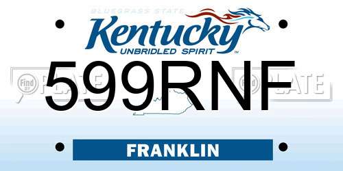599RNF Kentucky License Plate