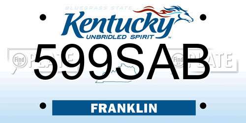 599SAB Kentucky License Plate