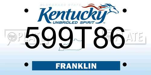 599T86 Kentucky License Plate
