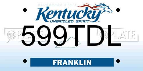599TDL Kentucky License Plate