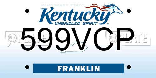 599VCP Kentucky License Plate