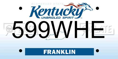 599WHE Kentucky License Plate