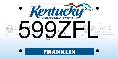 599ZFL Kentucky License Plate