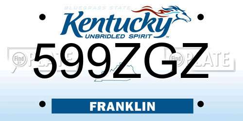 599ZGZ Kentucky License Plate