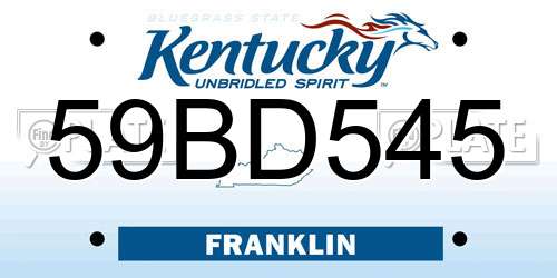 59BD545 Kentucky License Plate