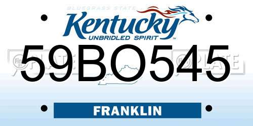 59BO545 Kentucky License Plate